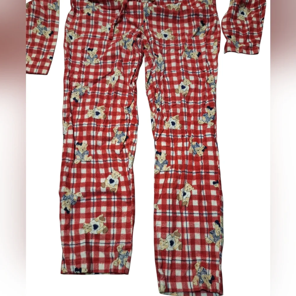 Vintage AOP Teddy Bear Flannel PJ Romper Medium